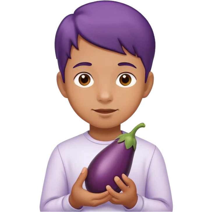 kid holding eggplant emoji