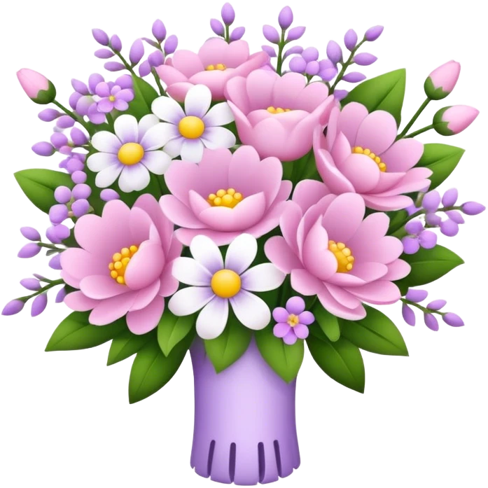 baby pink flower bouquet with white flowers light purple flowers  emoji