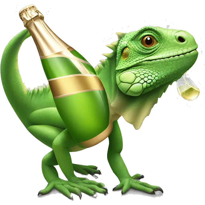 Iguana drinking champagne  emoji