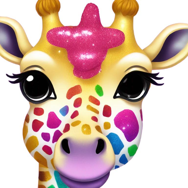 Lisa frank glitter giraffe with eyelashes emoji