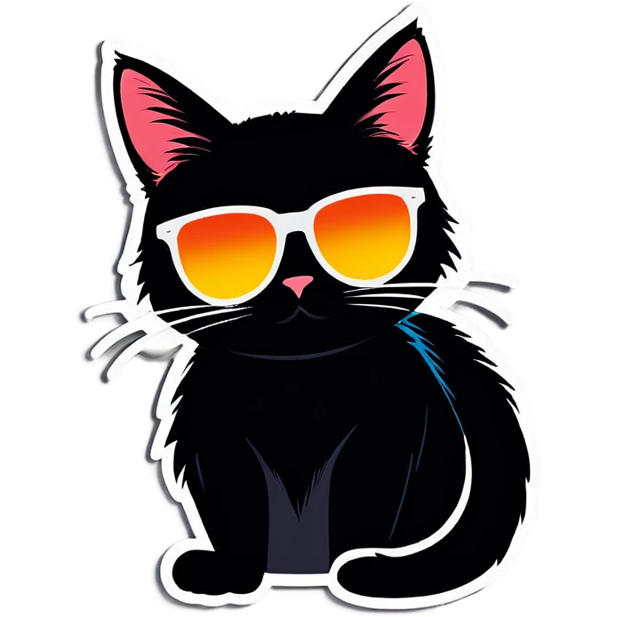 Black cat with sunglasses  emoji
