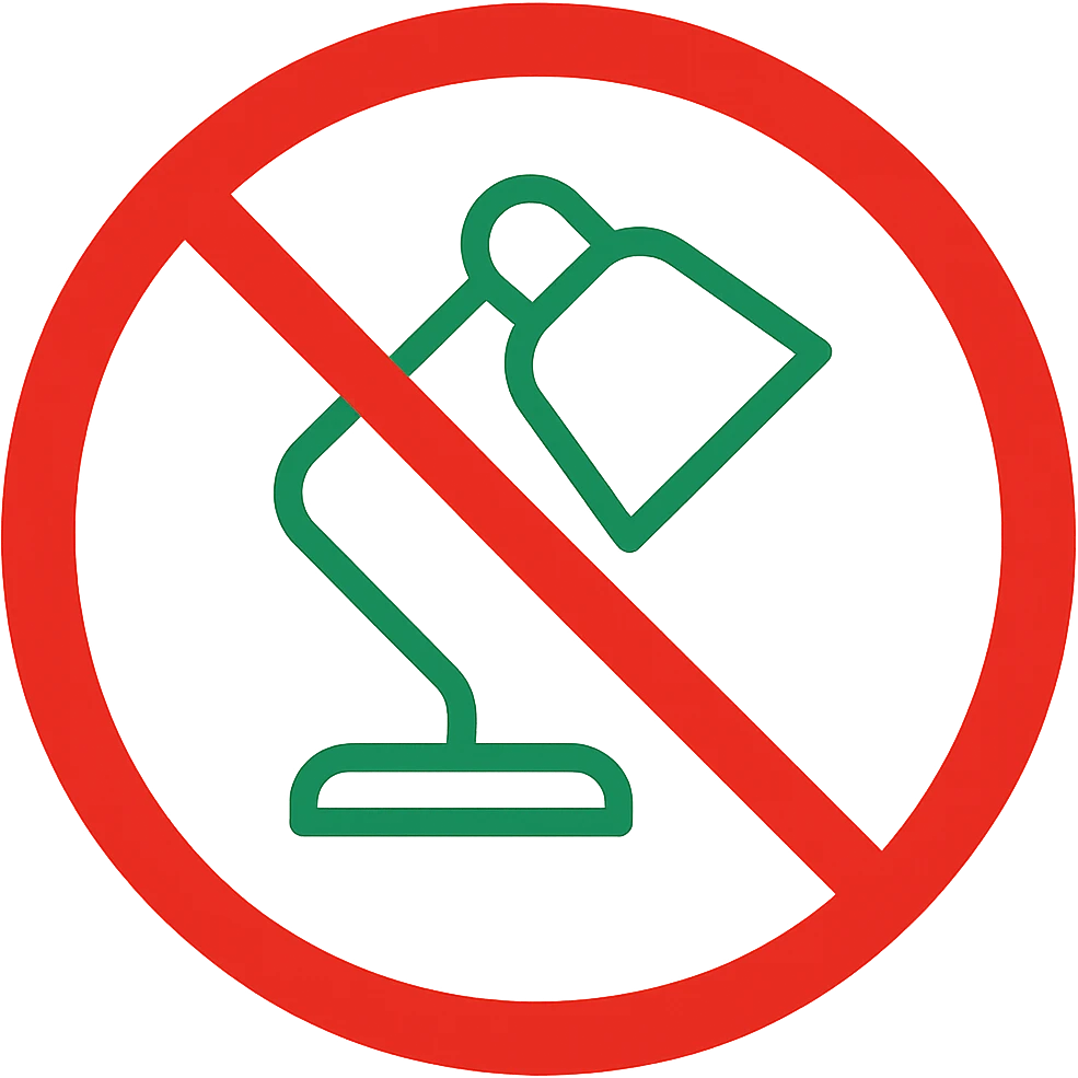 Make the green lamp a much brighter, more vivid green while keeping the red prohibition circle intact. Maintain a transparent background. The style should be consistent with the original images. emoji