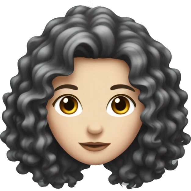White girl with large, black and wavy hair  emoji