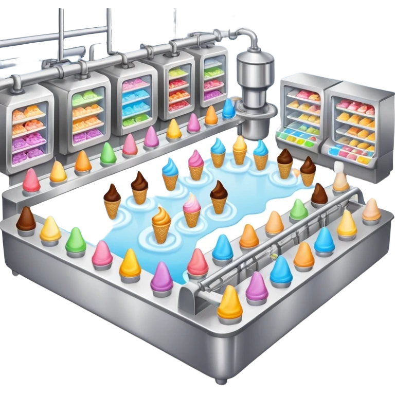 Ice cream factory with machines and production lines emoji