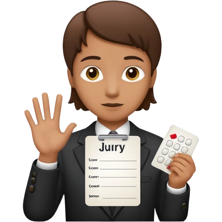 a jury member handing over a score card, simple, expressive, no text on card emoji