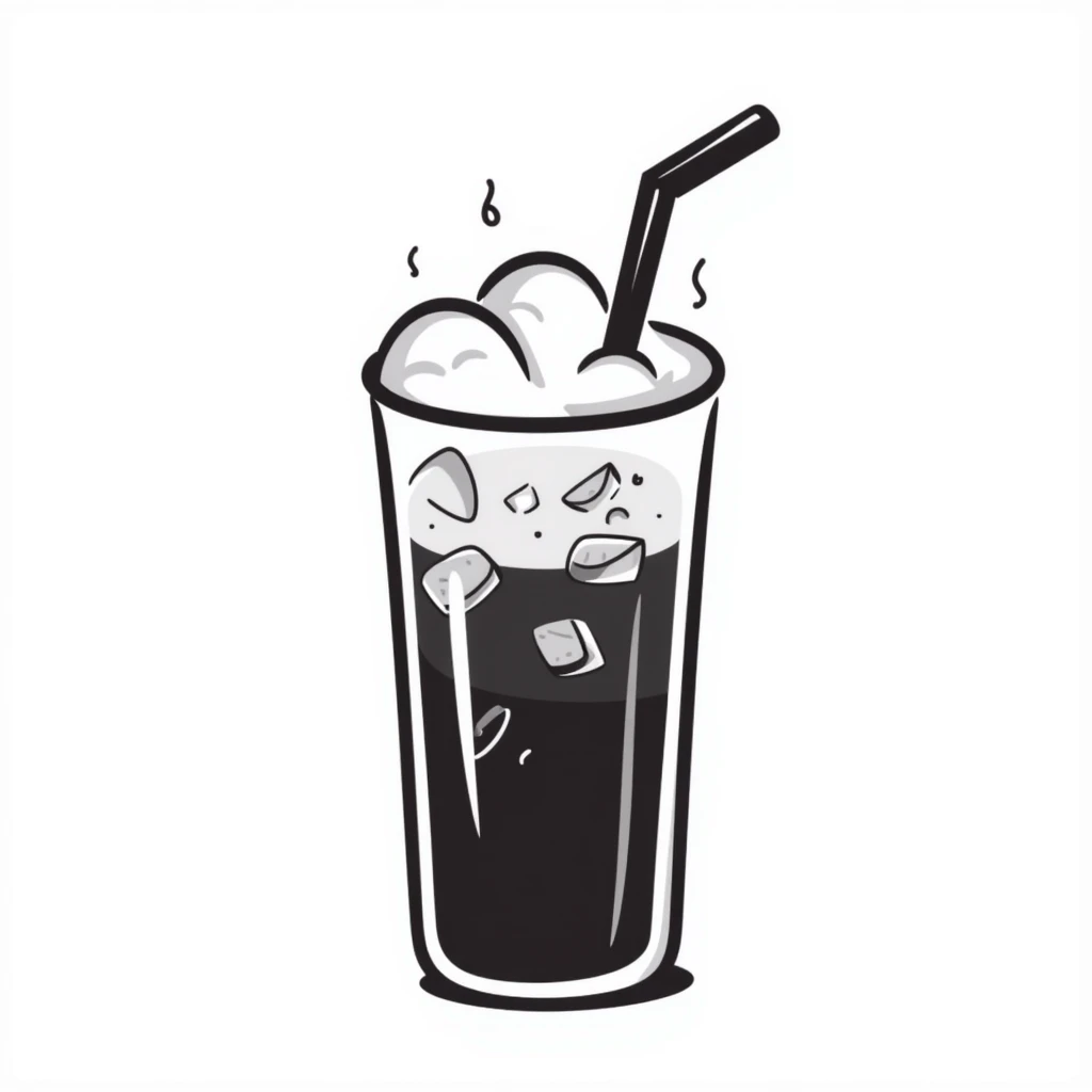 hand-drawn iced coffee with ice cubes emoji