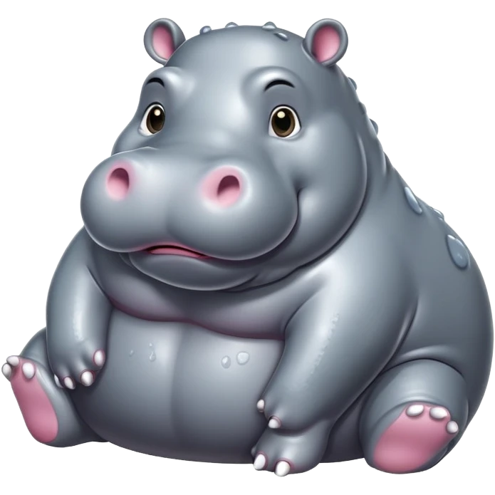 Fat cute shiny hippopotamus emoji