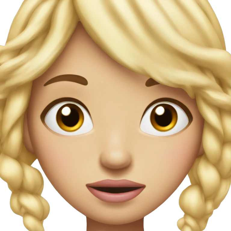 a blonde girl, with a big mouth, long eyelashes, pink blush and freckles emoji