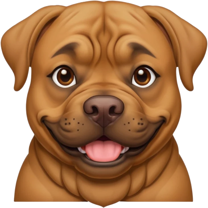 Large light brown bull mastiff with a sweet smile  emoji