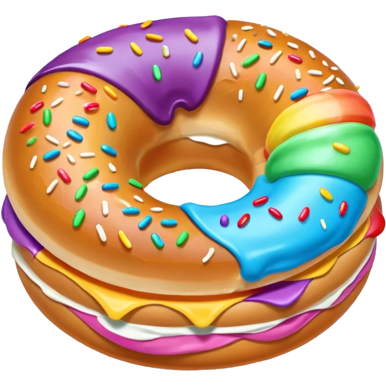  🥯 realistic with rianbow ice cream inside  emoji