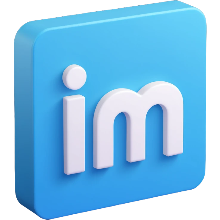 LinkedIn icon in 3D style, blue and white, with subtle shadows and depth, visually appealing for digital platforms emoji