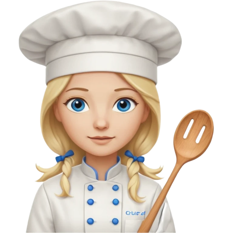 Long Blonde hair blue eyed female chef emoji