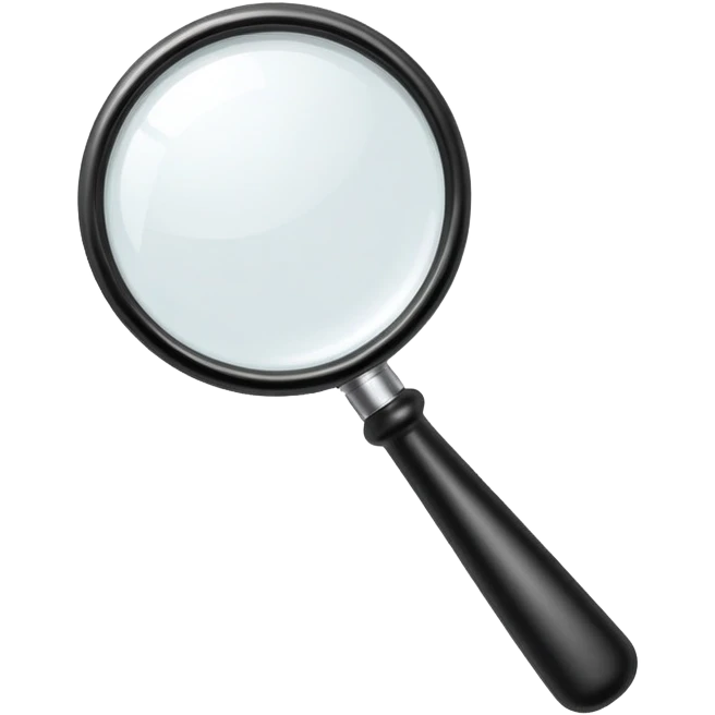 classic magnifying glass with round glass part and short black handle emoji