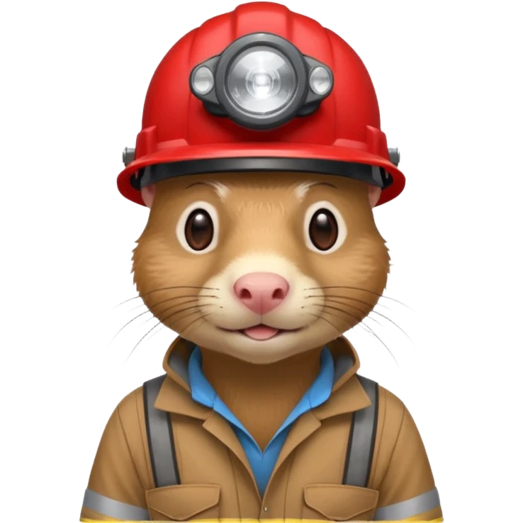 a mole rat, red helmet, headlamp, worker cloth emoji