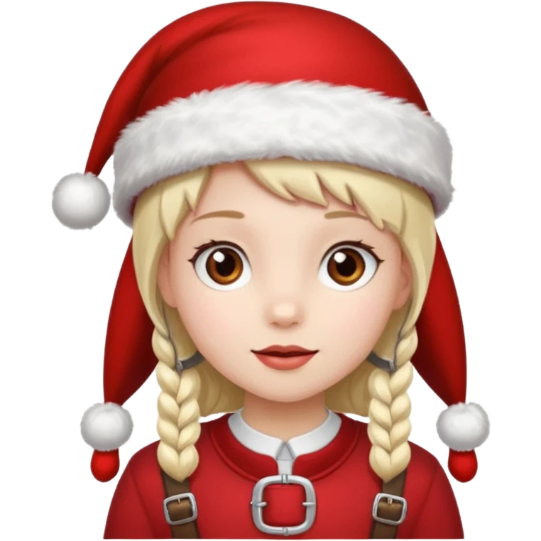 Girl in red Christmas hat with buckle accent.









































 emoji