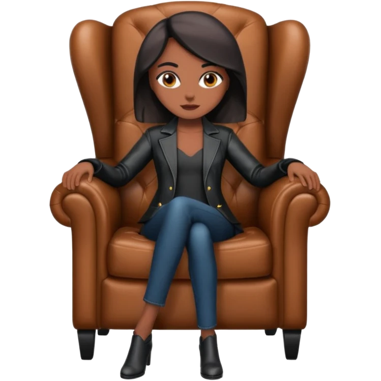 Matrix trinity black leather full body sit on a leather armchair emoji