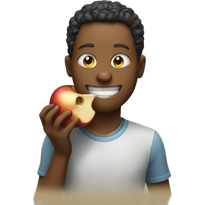 Smiley eating an apple emoji