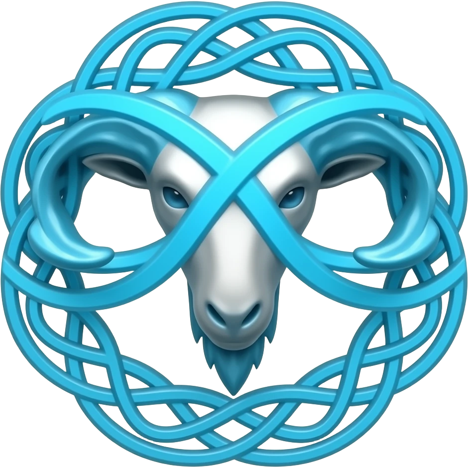 Yama azul cian celta con el signo de aries emoji