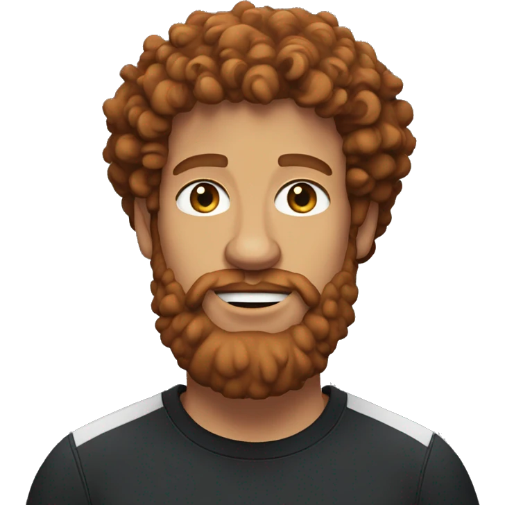 fair skin, Red-haired man with curly hair and a beard, wearing a black Nike t-shirt  emoji
