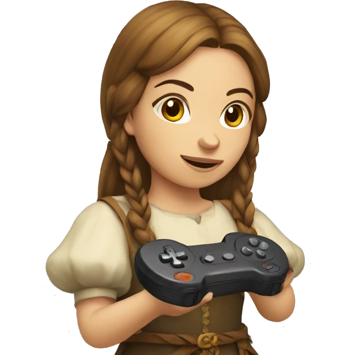 medieval girl with game controller emoji