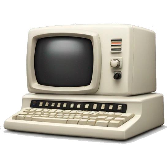 Old white Crt 1950s with keyboard emoji