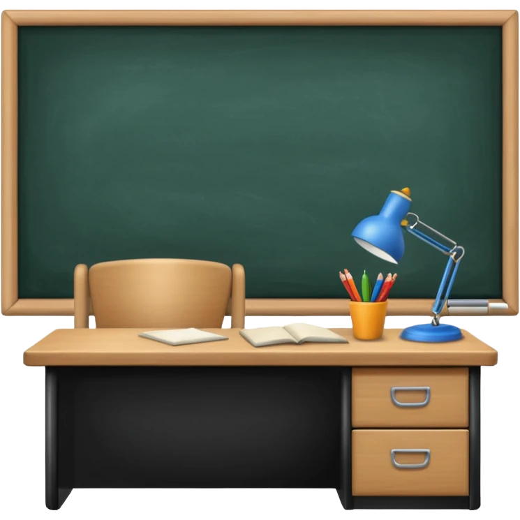 Classroom with desk and blackboard emoji