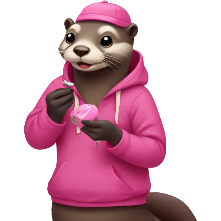 Pink otter painting nails emoji