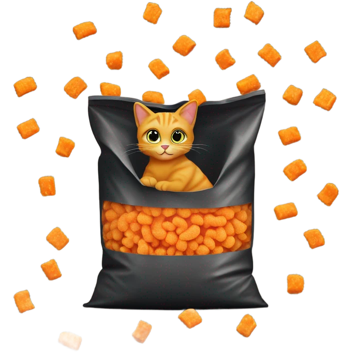 Cat inside a bag of Cheetos  emoji