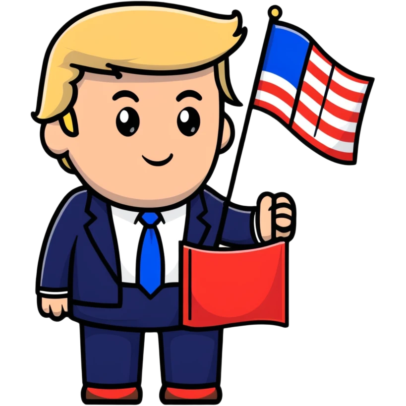 Donald Trump holding USA flag emoji