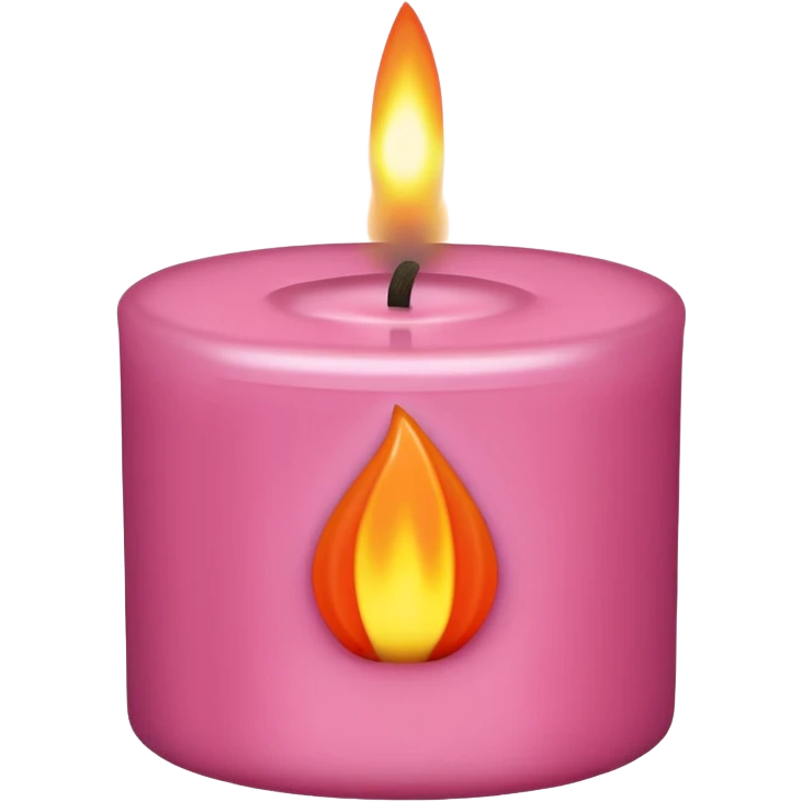 Draw a pink, Pixar-style candle with a flame. The candle should be visible from the front and top. emoji