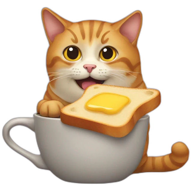 cat with a buttered toast securely tied to its back emoji