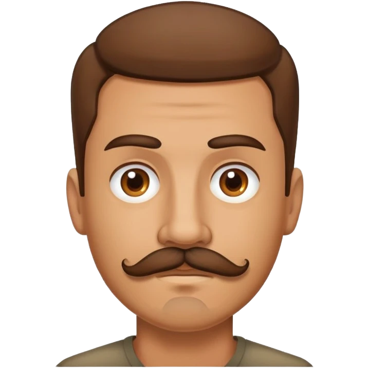 Un homme avec une moustache et un bouc mal raser cour couleurs brune  emoji