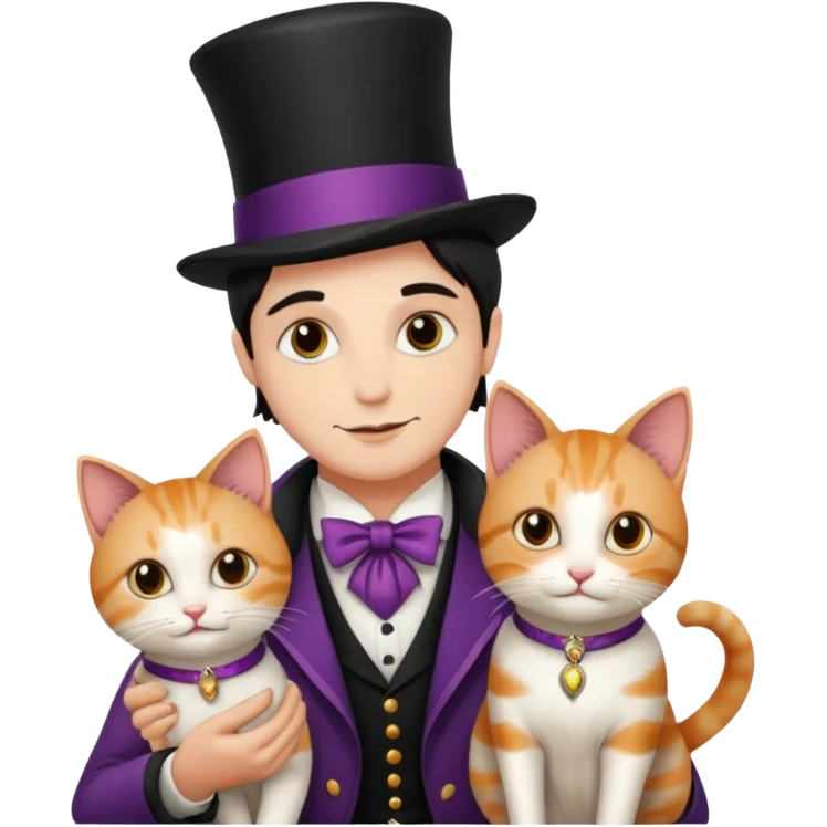 magician couple and their pet cat emoji