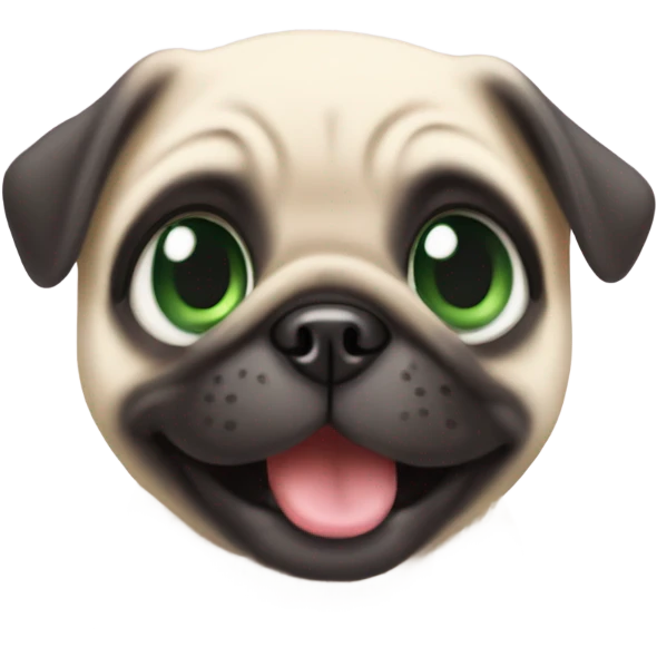 Cute Baby pug with big green eyes happy  emoji