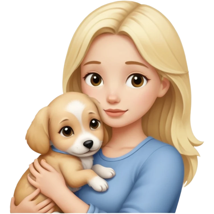 Blonde girl hugging puppy emoji