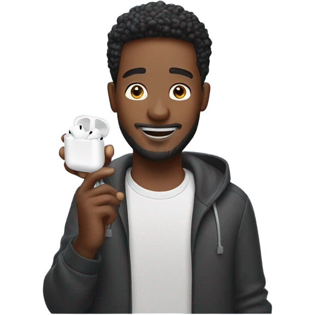 Guy holding airpod max and AirPod 4  emoji