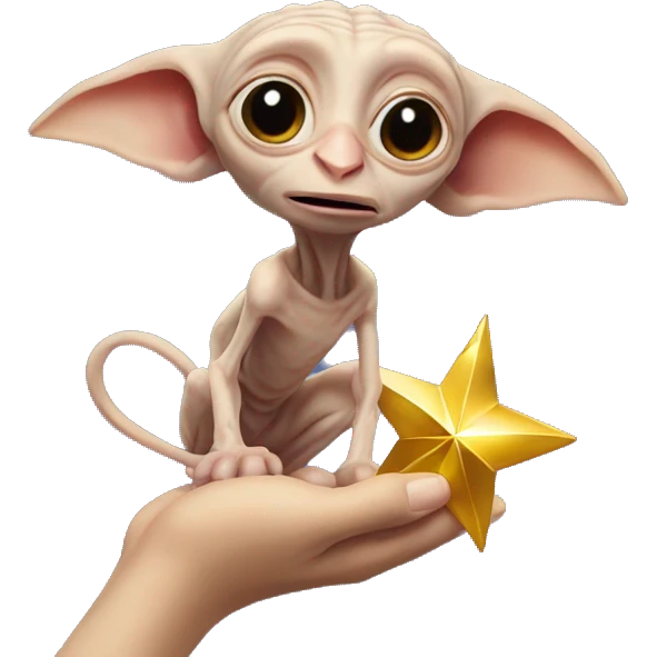 Dobby holds a golden star in his hand emoji