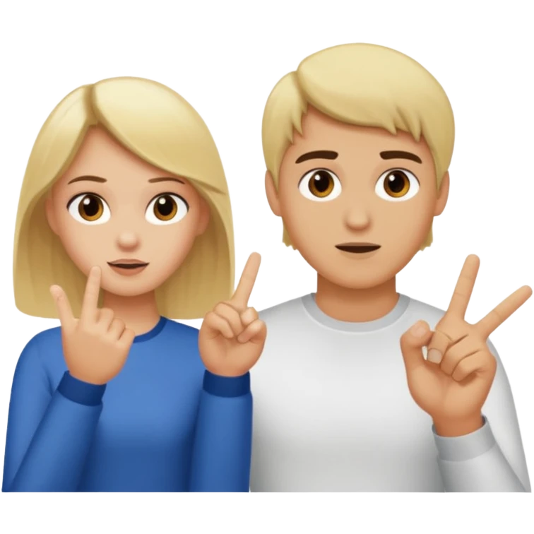 une fille blonde qui fait un doigt d'honneur a un mec brun parce qu'il vient de l'insulter emoji