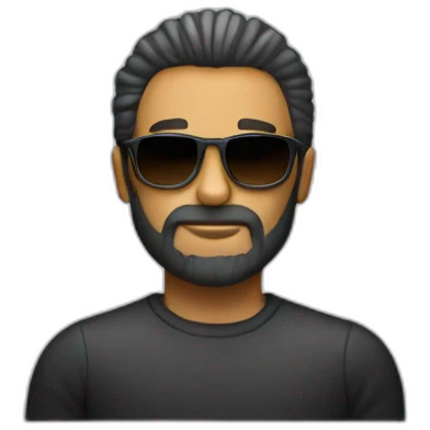 Hacker con barba y gafas de 50 años de pelo oscuro emoji