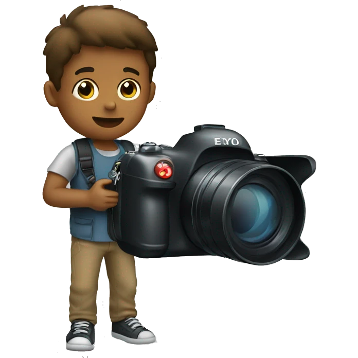 a boy holding a camera emoji