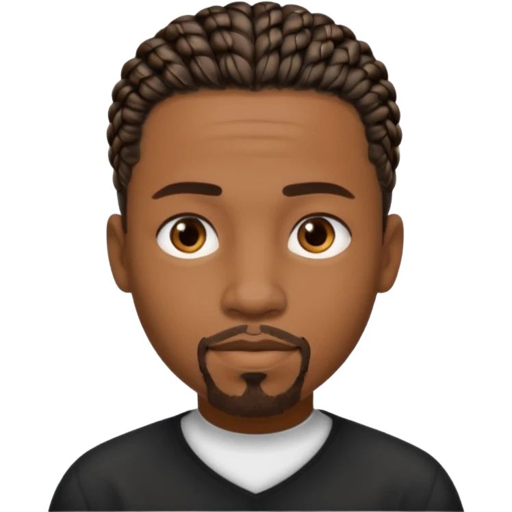 Hazme un emoji de un hombre negro con trenzas cortas (pero no mucho) y una pequeña perilla sin bigote emoji
