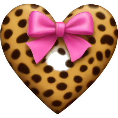 cheeta print heart with pink bow emoji