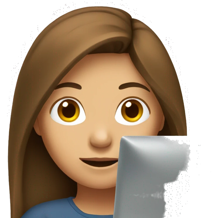 girl with brown hair on computer emoji