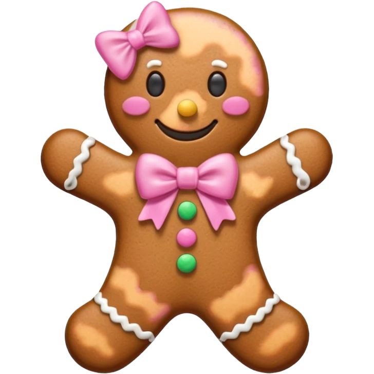 Make a gingerbread wear a pink bow emoji