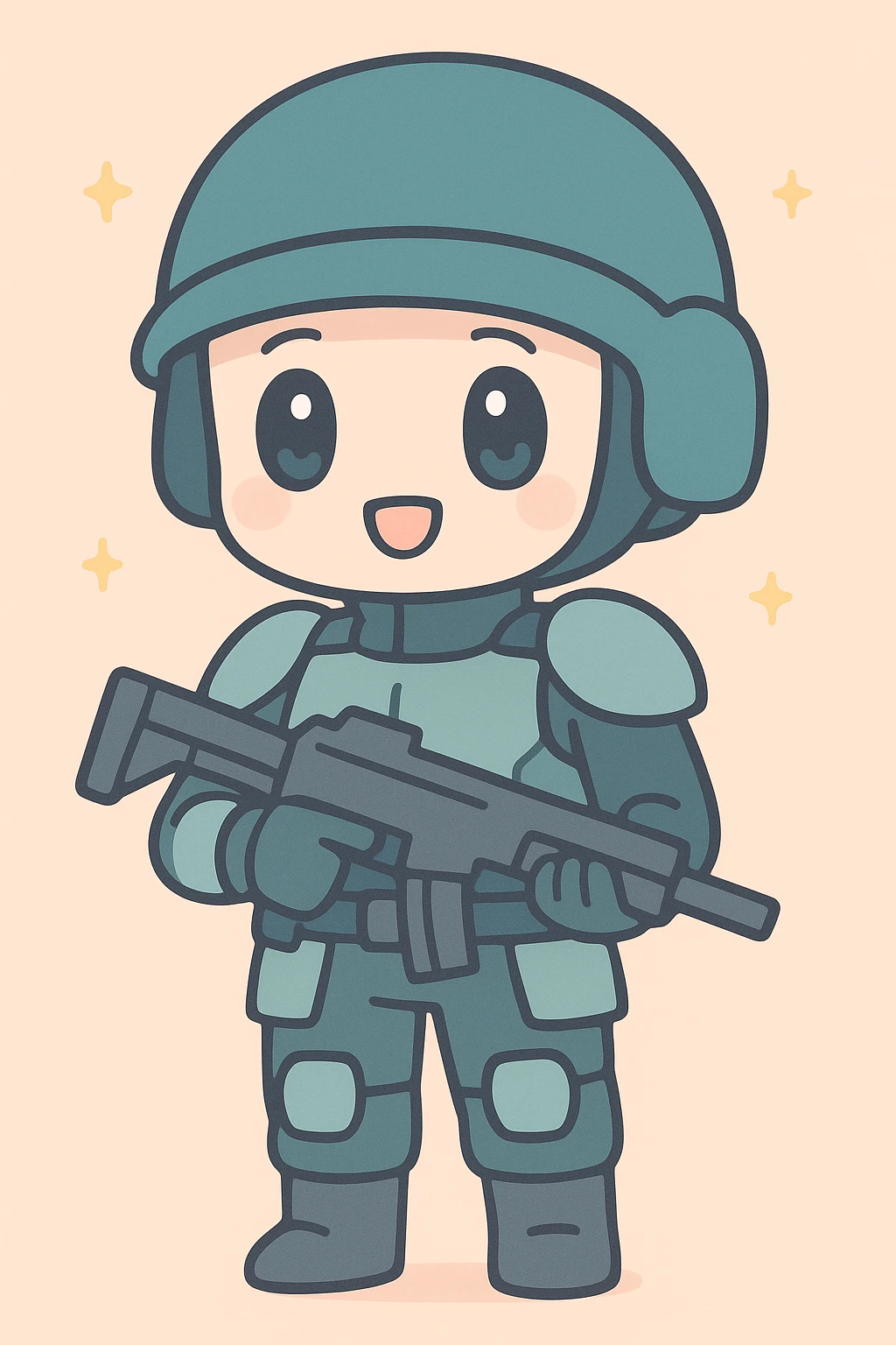 anime style human sci-fi soldier with a dark turquoise helmet, detailed armor, futuristic design emoji