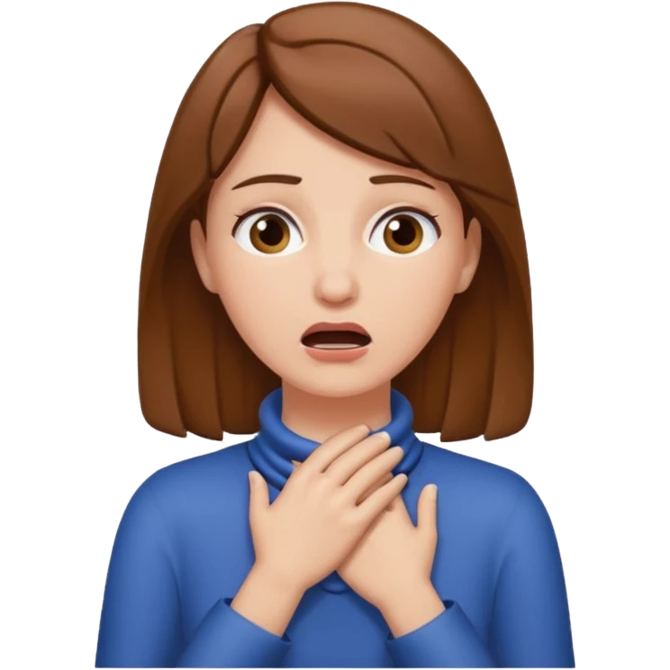 white woman with brown hair hands around her neck choking emoji emoji