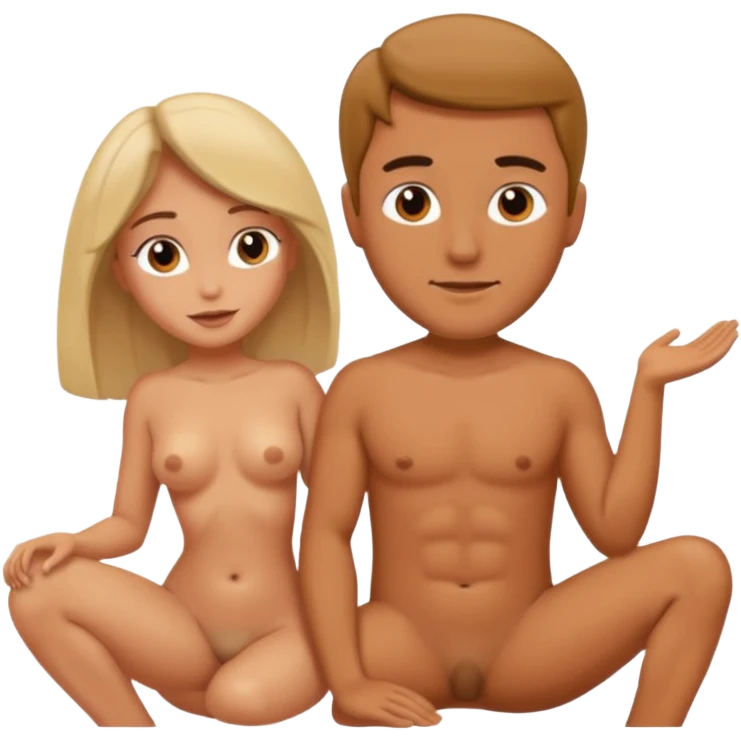 A naked woman and man in the 69 position emoji
