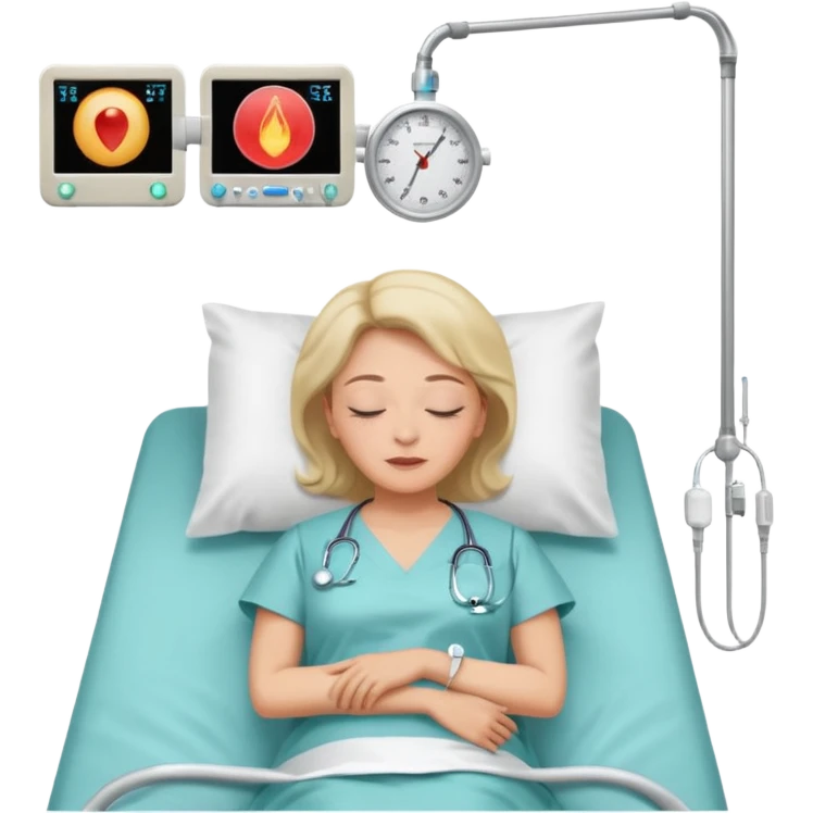 A woman in her 50s lying on an examination bed with eyes closed, shown in a wide, full-body view in a clean colonoscopy procedure room. Only the patient is visible. emoji
