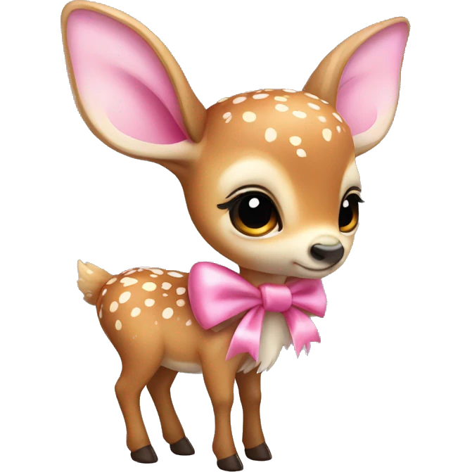 baby deer with fairy wings and a pink bow around its neck  emoji