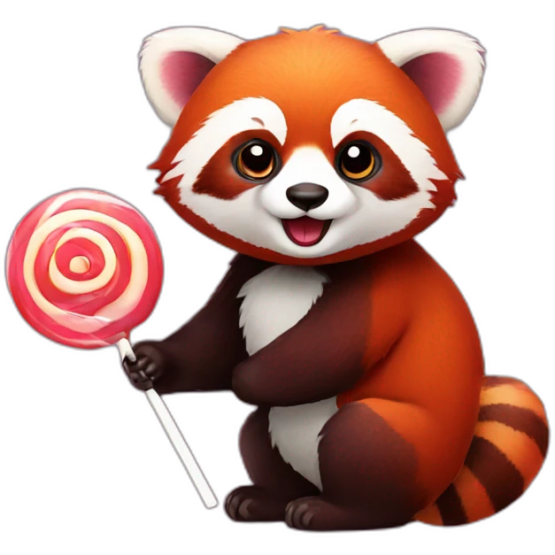 Red panda with a Lollipop  emoji